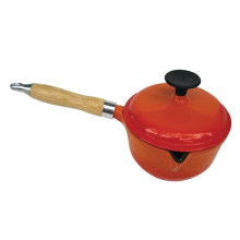 Orange Cast Iron Cookware Milk Pot for Kitchen